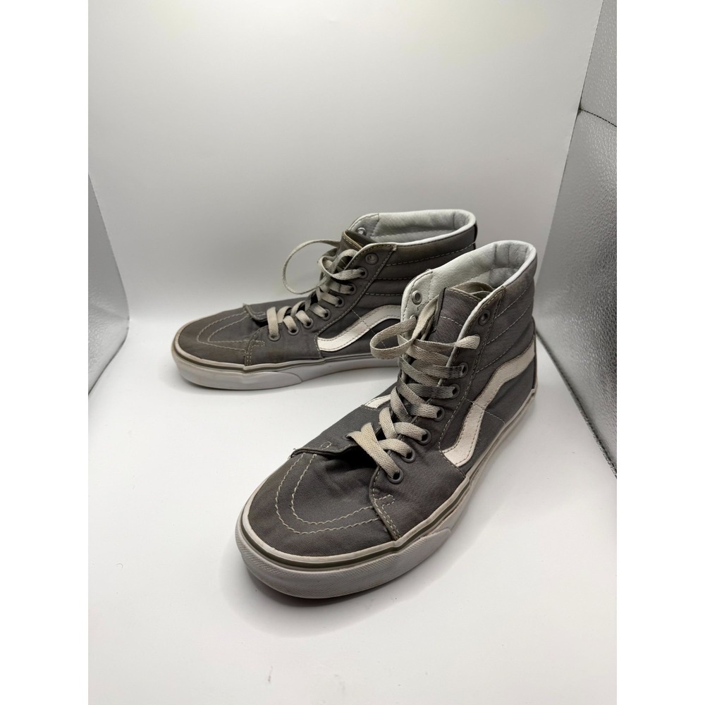 Vans Sk8-Hi Mens 7.5 Sneakers Gray Canvas High Top Lace Up Skateboard Shoes